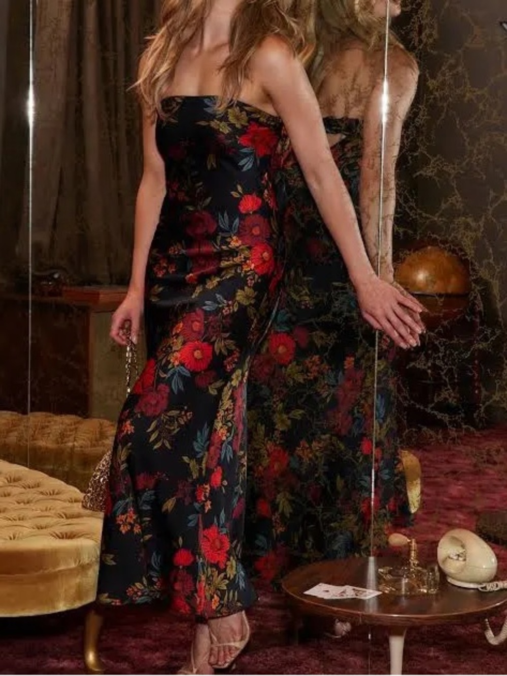 12th Tribe Natalia Black Floral Maxi Dress | Small